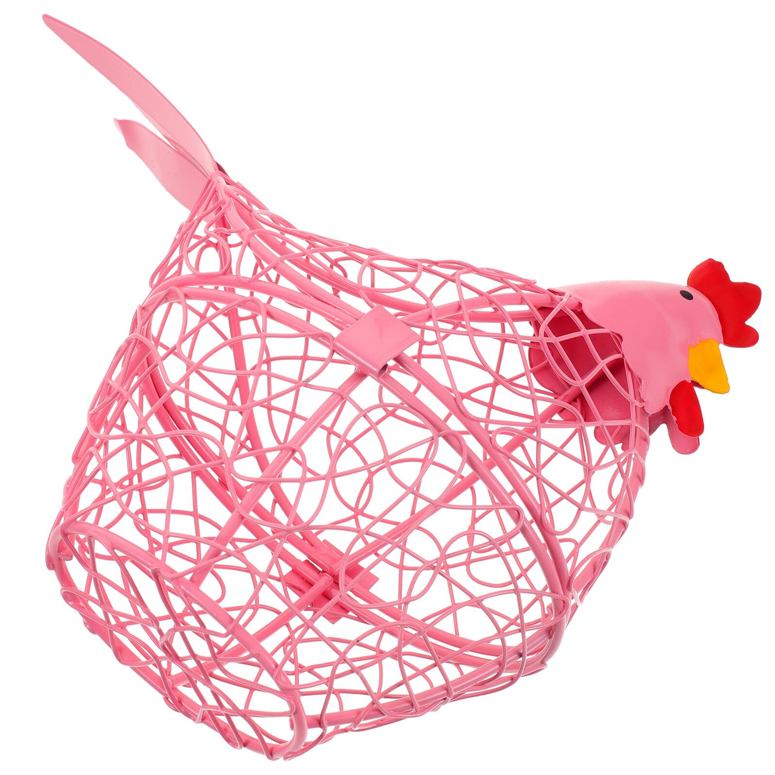 Cesta de huevos de alambre de hierro portátil jojofuny con diseño de gallina compacta