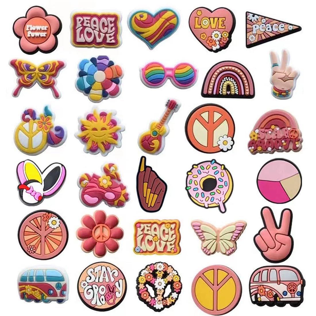 30 sztuk przypinek do butów Crocs dla dzieci z PCW do butów Charms Crocs naklejki charms dla dzieci, chodaki, bransoletki, małe dzieci, dziewczynki i chłopcy, Crocs Pins, Tworzywo sztuczne