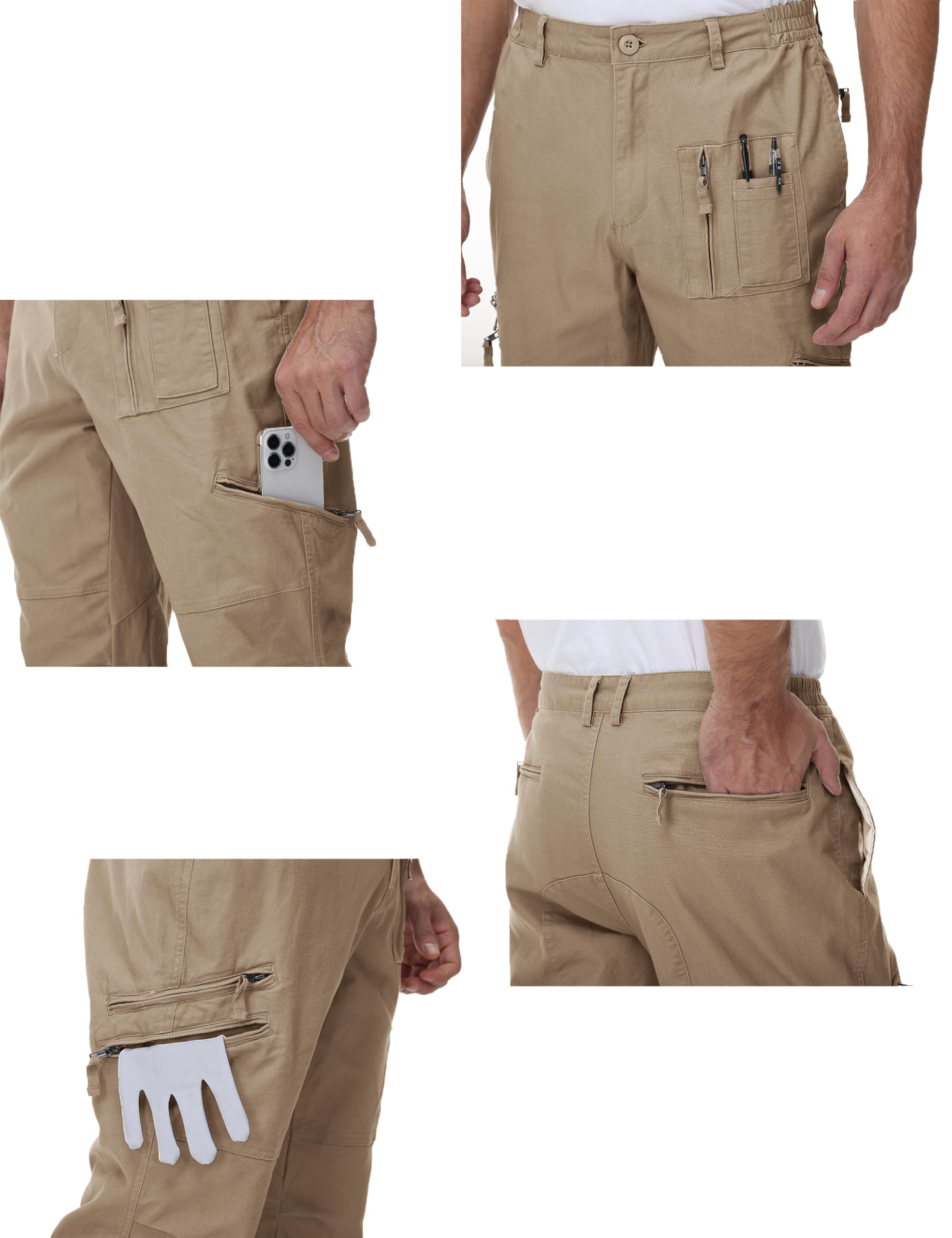 MAGCOMSEN Cargohose Herren Baumwolle Outdoor Hosen für Herren Multi Taschen | 97% Baumwolle 3% Elasthan,Army Taktische Hose,Stretch Komfort Atmungsaktiv,9 Taschen,Reißverschluss Beinabschluss