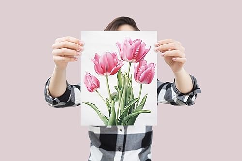 Miniatura 4 de Impresión artística de tulipanes para pared, póster con estampado de tulipanes sin marco, impresión de tulipanes en acuarela, arte de pared de