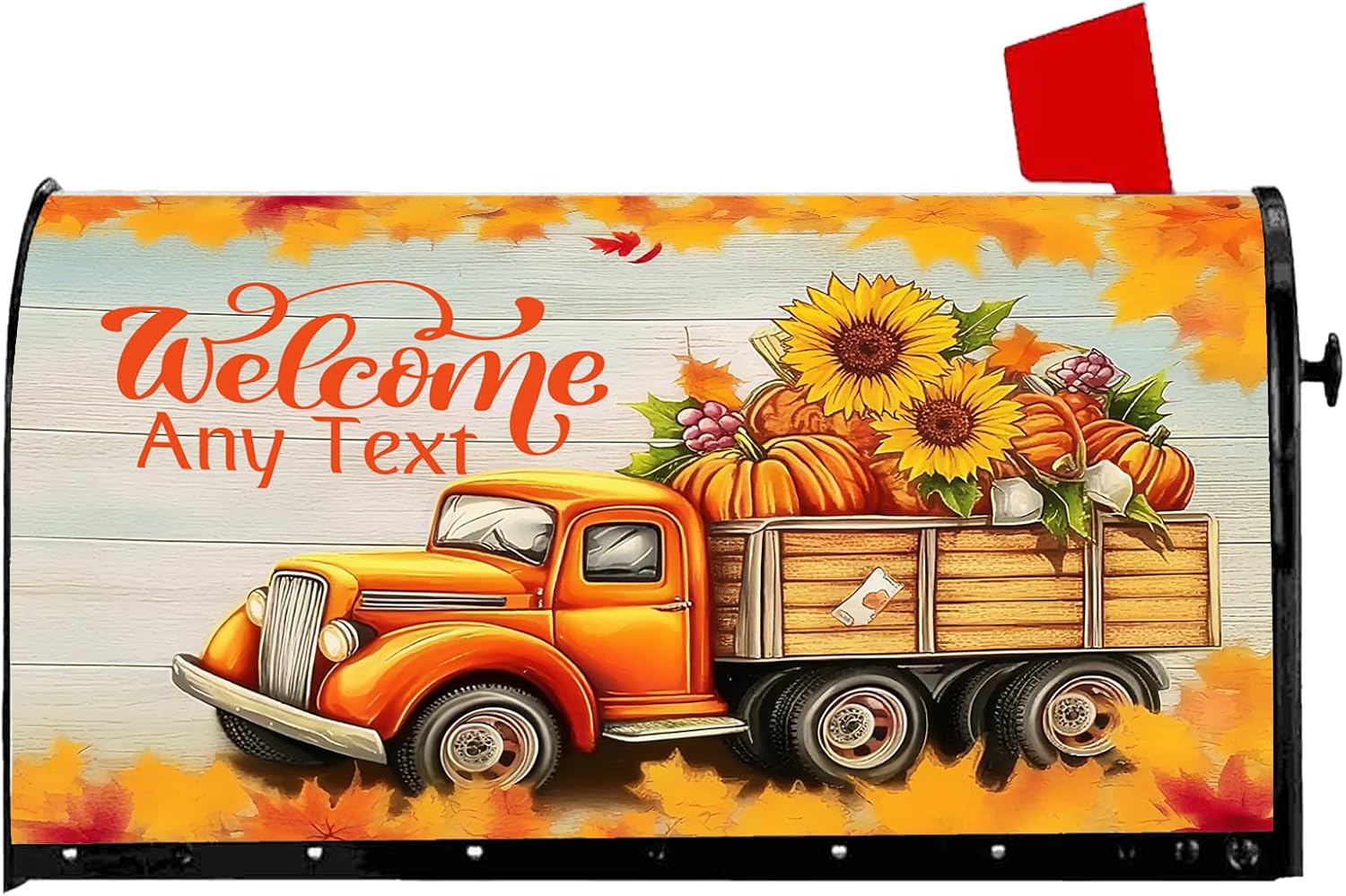 Fall Mailbox Covers Magnetic Standard Size, Custom Autumn Pumpkin Welcome Mail Box Cover with Magnets, Thanksgiving Post Letter Mail Wraps for Harvest Festival Home Yard Garden Decorations