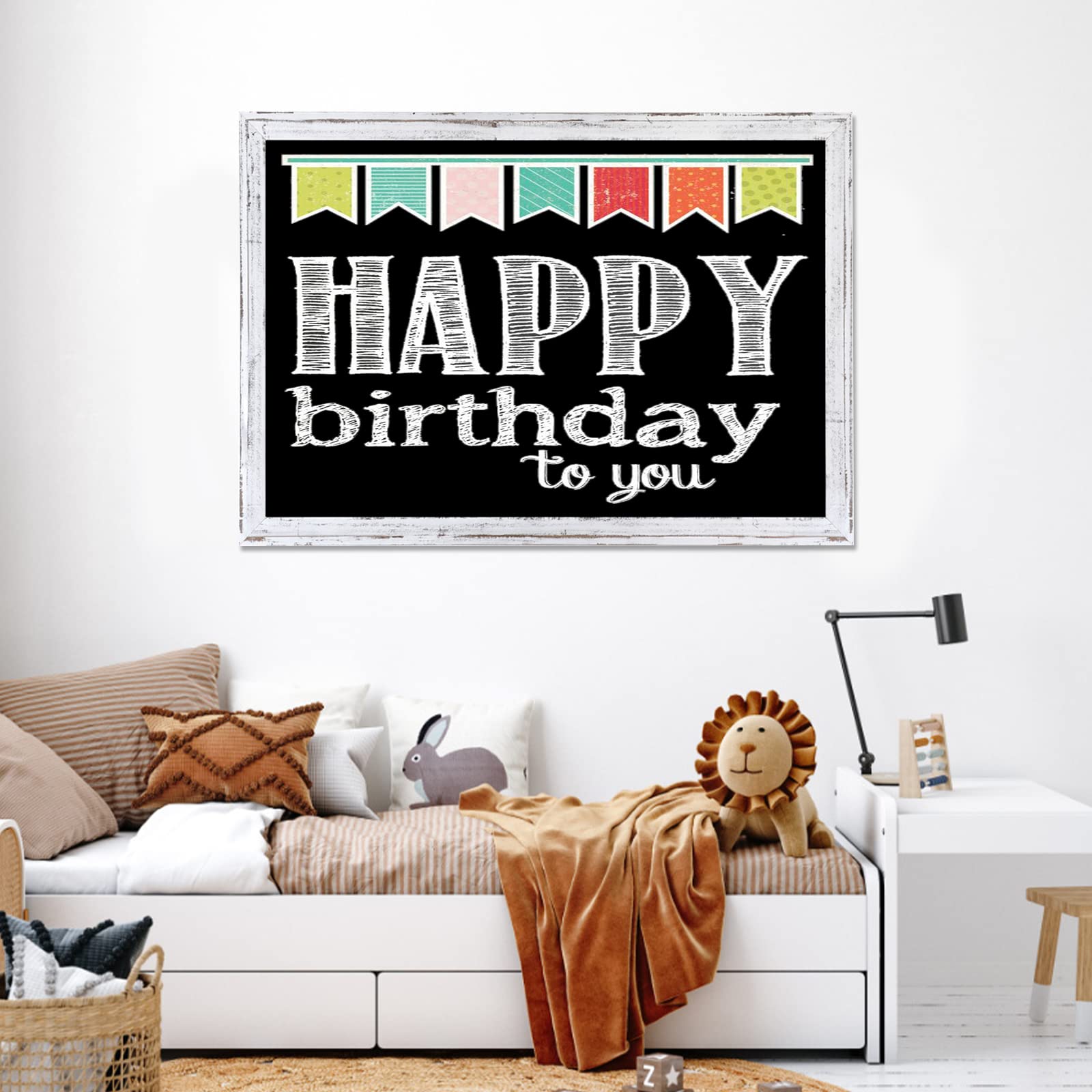 Kreidetafel, 45 x 60 cm, weißer Holzrahmen, Vintage-Stil, hängende Kreidetafel für Zuhause, Schule, Bar, Büro