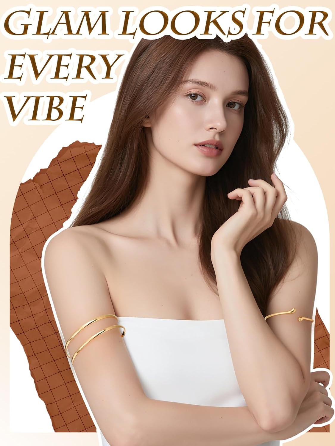 Alphatool Gold Arm Cuff Jewelry Accessories for Women - 5Pcs Adjustable Open Upper Arm Cuff Bracelet Bangle Armlet Set for Party - Image 2