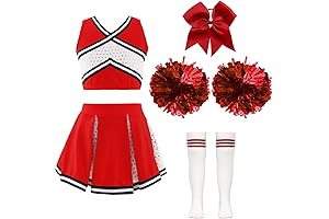 JEATHA Girls Cheerleading Costume, Dance Costume, Sleeveless Crop Top with Pleated Skirt