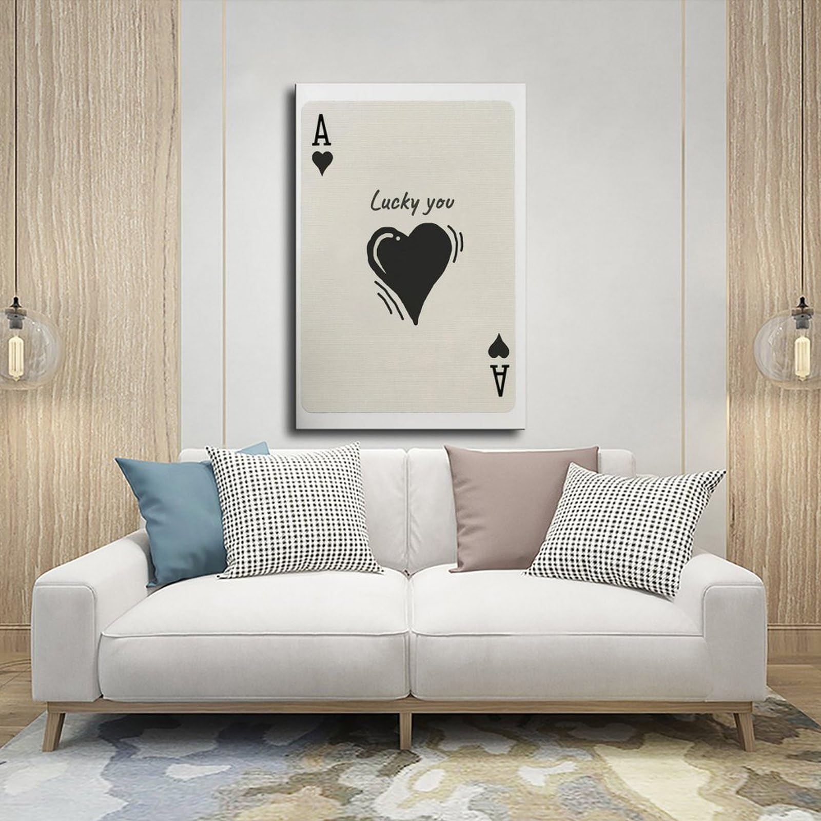 Stampa Su Tela Asso Di Cuori - Quadro Carte Da Gioco Rosa - Decorazione Parete 40,6x61 Cm Senza Cornice - Estetica Per Camera Ragazze