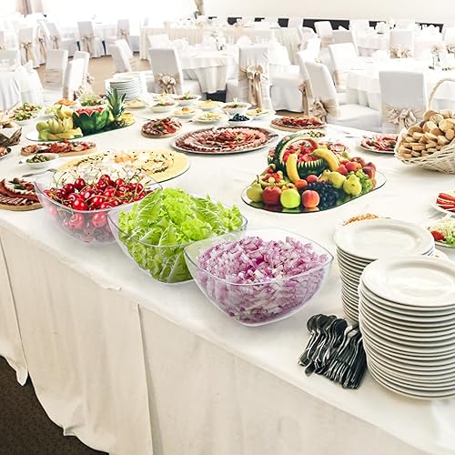 Miniatura 7 de TOPZEA Juego de 3 cuencos de plástico transparente para fiestas, juego de cuencos grandes de acrílico de 94 onzas para mezclar ensaladas, platos