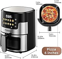 Vista 3 de Freidora de aire, freidoras de aire de 6 cuartos de galón con pantalla táctil de vidrio, ventanas transparentes, horno freidora de aire inoxidable