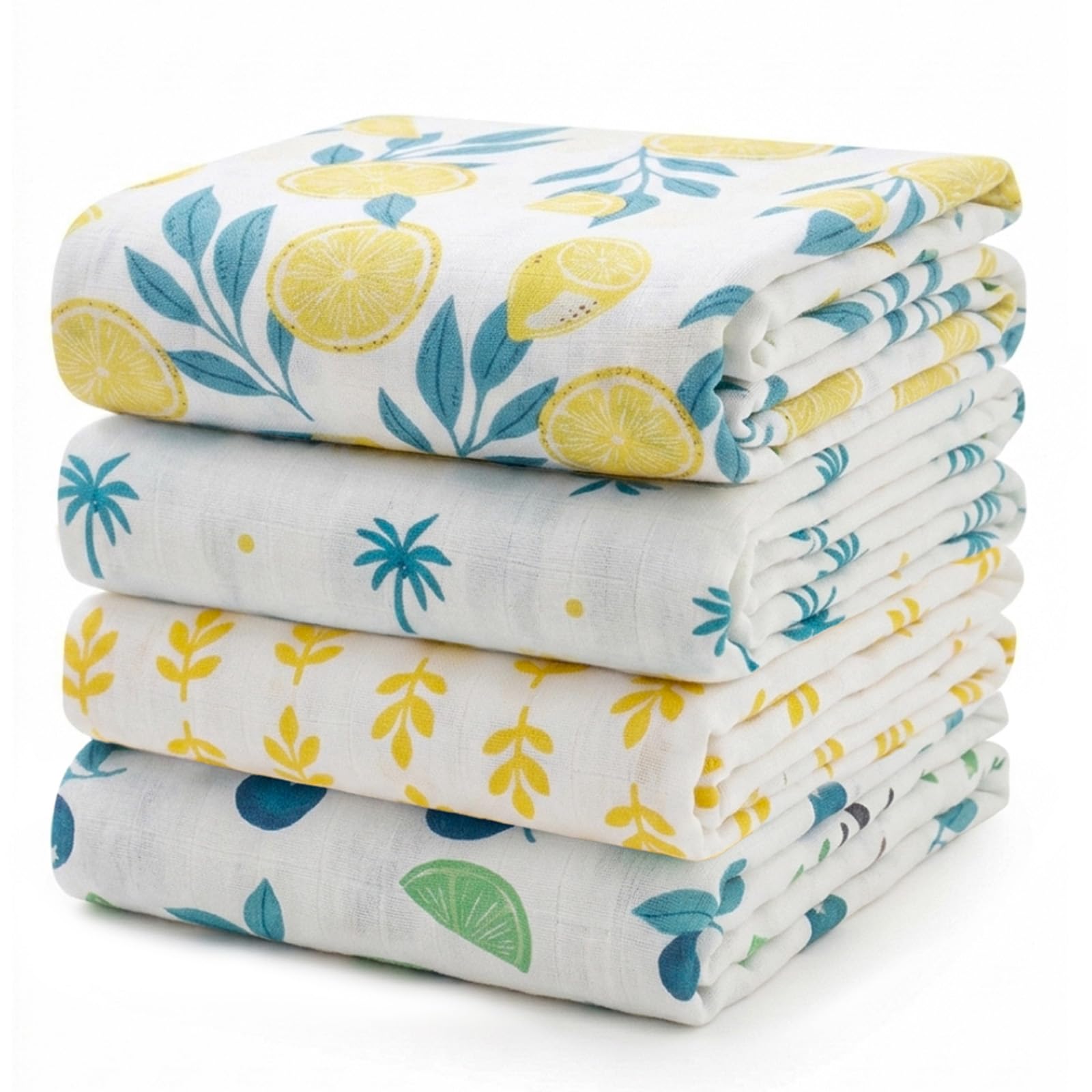 Momcozy Muslin Swaddle Blankets, 4-Pack, Large 47"x47" Island Breeze | Breathable & Skin-Friendly 2-Layer Gauze Receiving Blankets, Swaddle Blanket for Baby Shower Gifts & Baby Registry Essentials