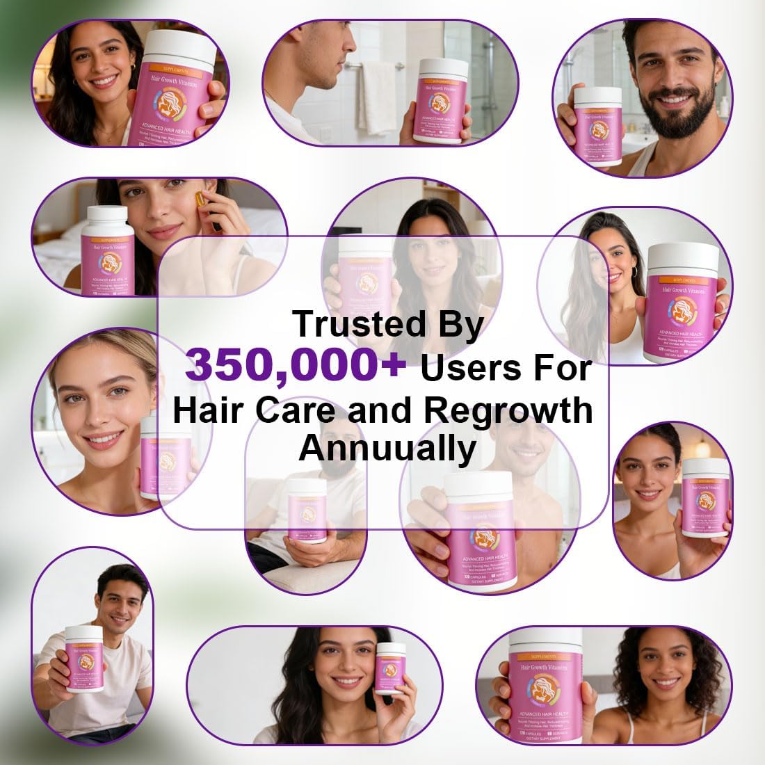 ZYXN Hair Skin and Nails Vitamins Biotin Collagen Hyaluronic Acid Supplement for Women and Men, Clinically Proven Hair Growth Support, 25000 mcg Vitamins B2, B3, B6 & B7 + B1 & Keratin（120 Capsules）