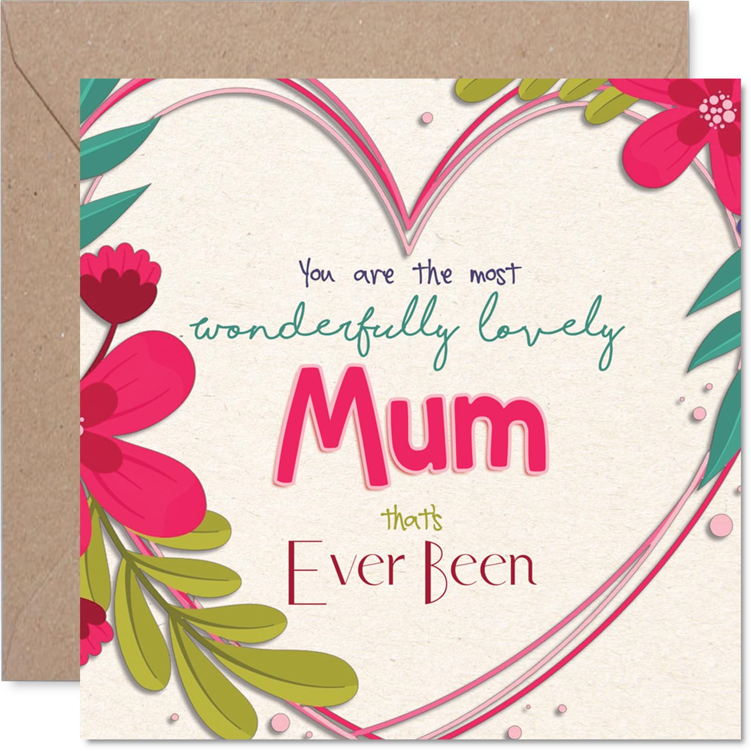Mum Birthday Card - The Most Wonderfully Lovely - Happy Birthday Card for Mum from Son Daughter, 145mm Colourful Floral Design Mother's Day Greeting Cards