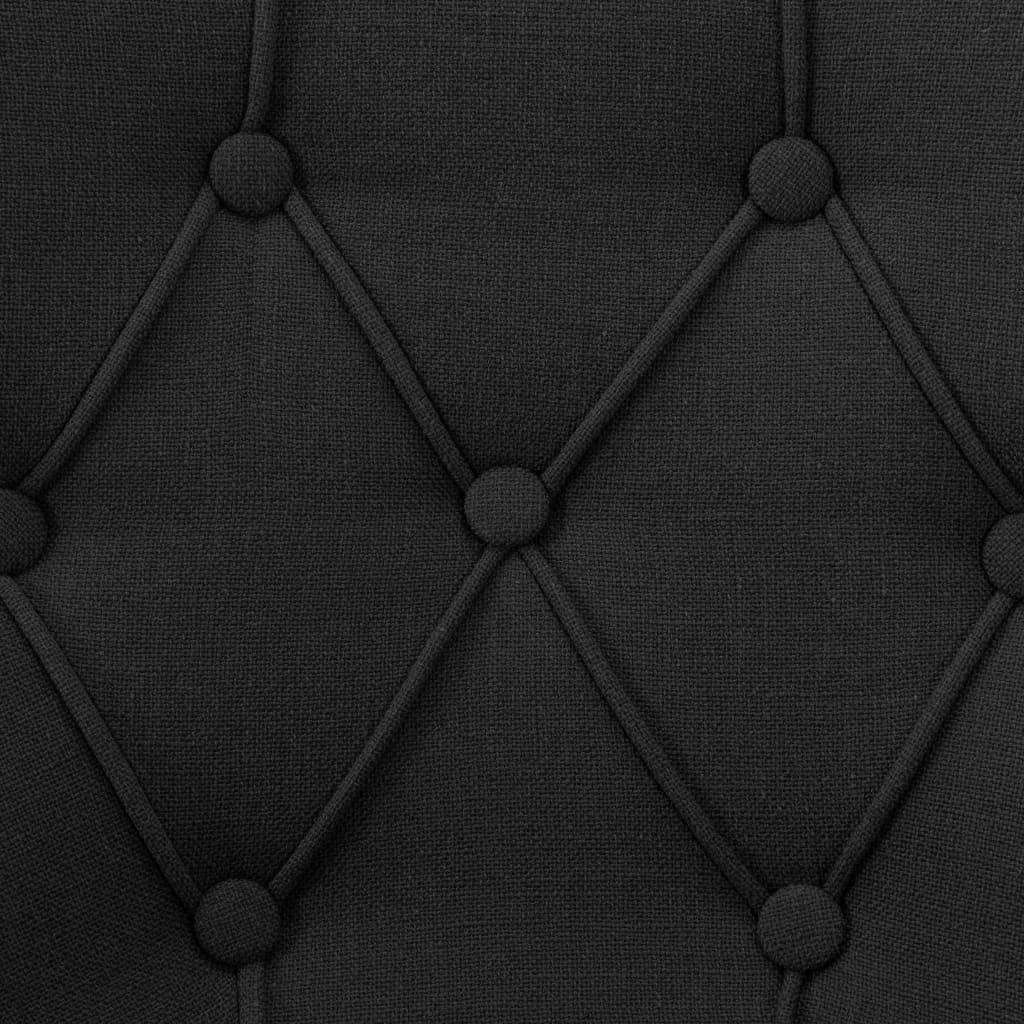 Krzesła do jadalni 2 szt. czarne materiał z tapicerowanym siedziskiem i oparciem, stelaż z drewna kauczukowego, 53 x 65 x 91 cm, ergonomiczne, nowoczesne do kuchni, salonu, jadalni