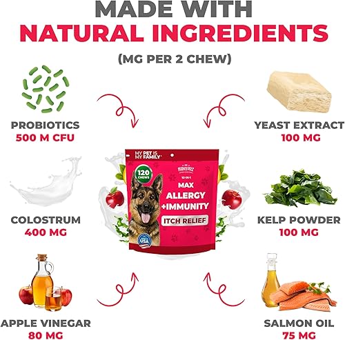 Miniatura 2 de Mighty Petz MAX Dog Allergy Relief Chews - Alivio de la picazón para perros. Masticables para alergias de perros, alergias estacionales, picazón en