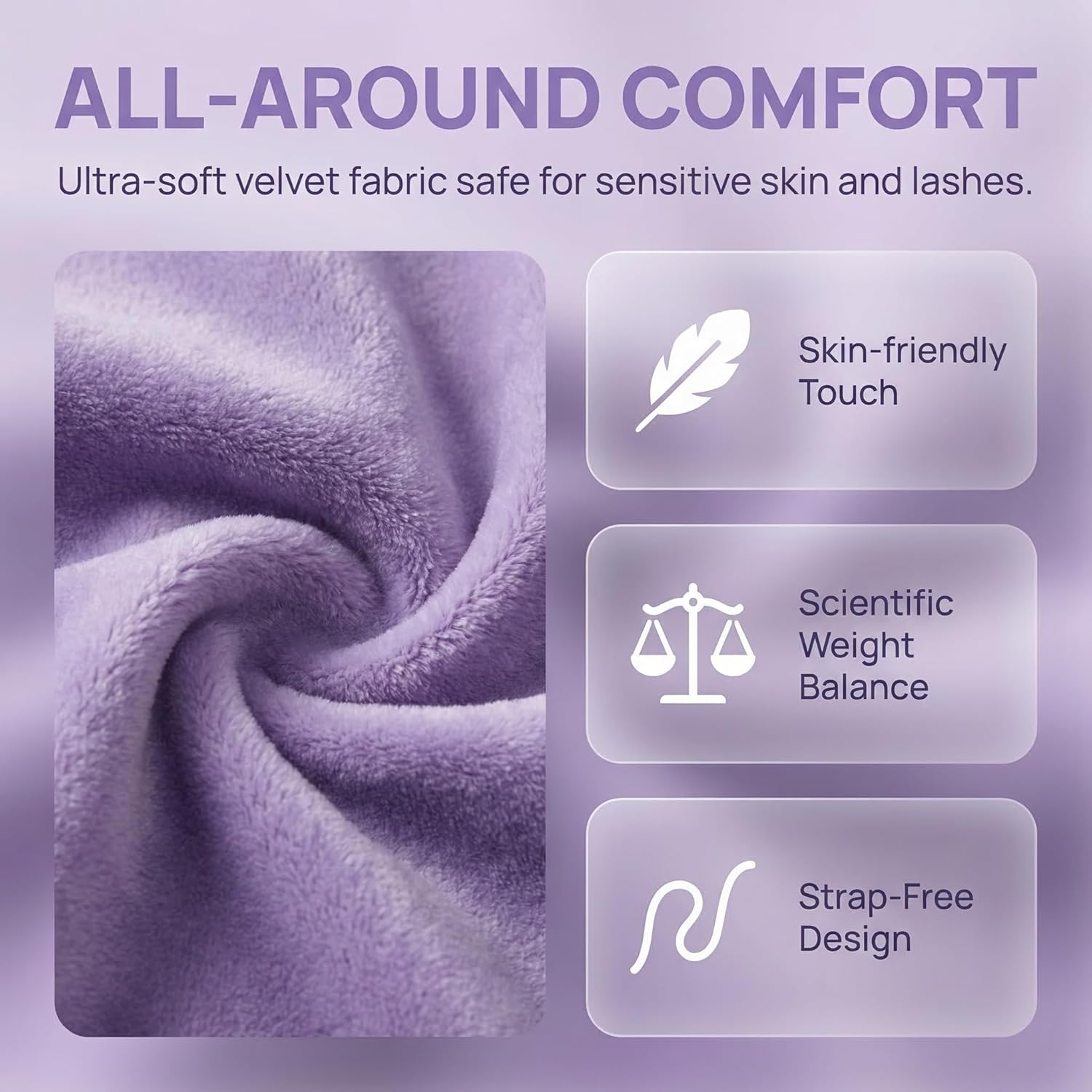 Weighted Eye Mask - Premium Plush Herbal Sleep Mask with 0.5 lb Naturally Lavender Pack for Heat or Cold Use, Contoured Full-Wrap Comfort, 100% Blackout for Rest & Travel (Lavender)