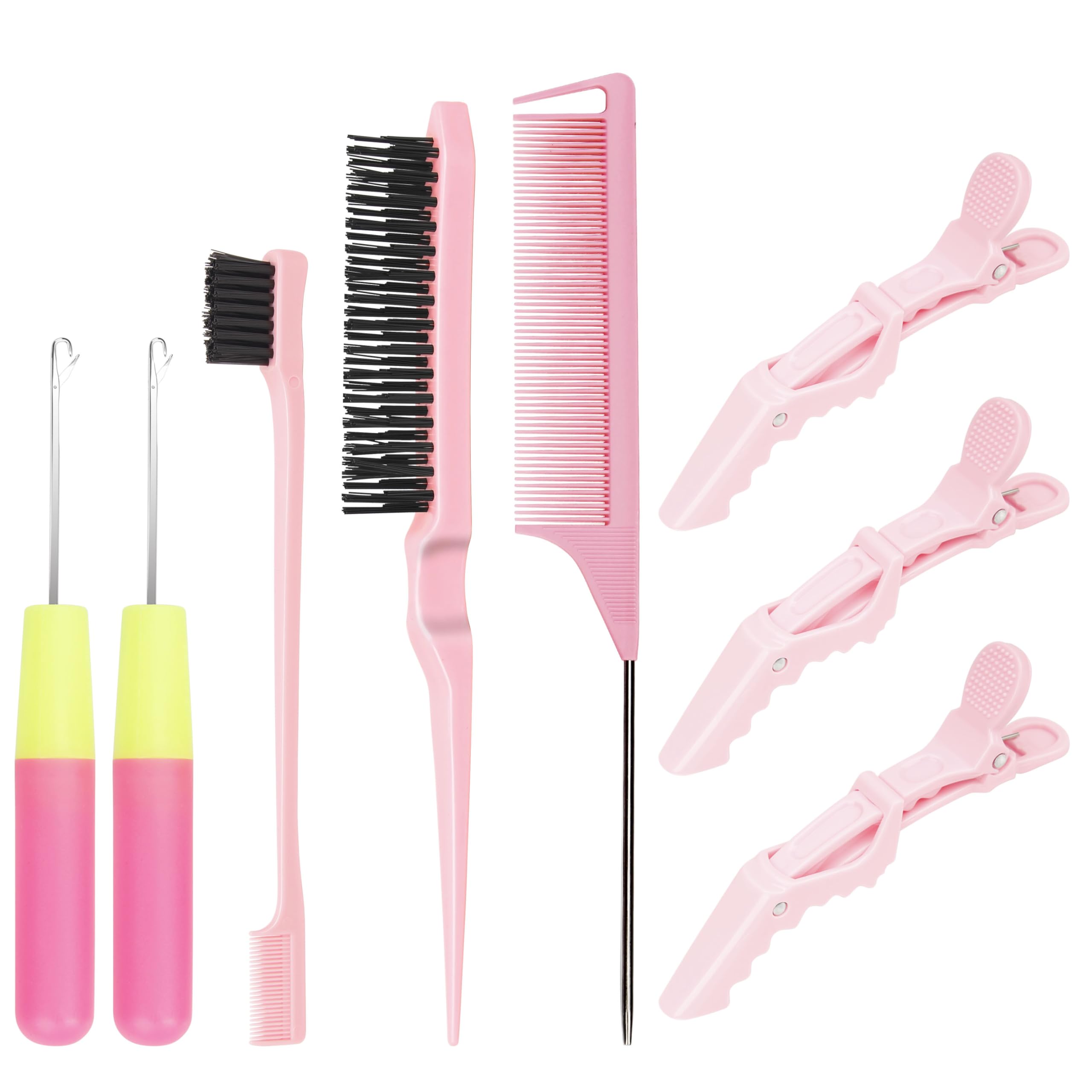 Beayuer Haarbürsten-Set 8-teilig – Mit Borstenbürste, Kamm & Clips