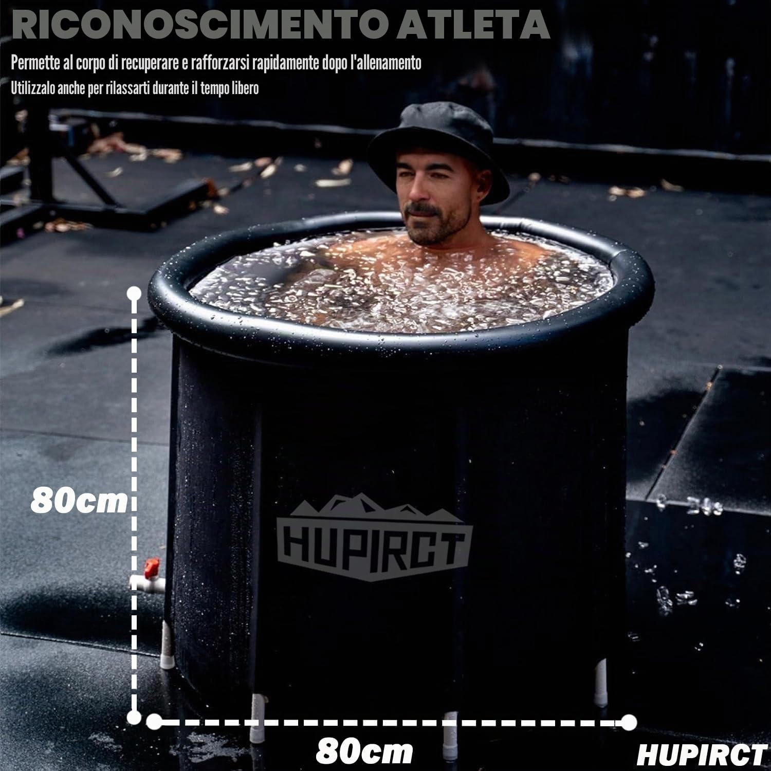 Set di botti di Ghiaccio 80 x 80 cm, Vasca da Bagno Gonfiabile, ice Bath Tub, Vasca da Bagno Portatile per Adulti, Vasca Crioterapia, Vasca Ghiaccio Sport, Ice Tub (nero)