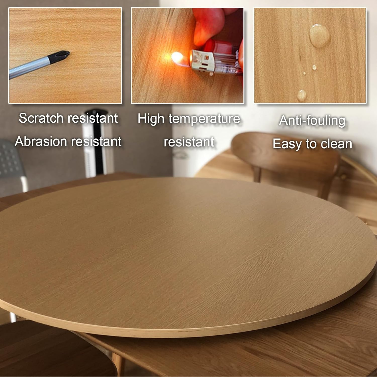 Wooden Lazy Susan Serving Tray Round Tabletop Turntable, Diameter Ø 20~39 Inch Dining Table Rotating Serving Tray, Easy To Share Food 360° Rotating Service Tray