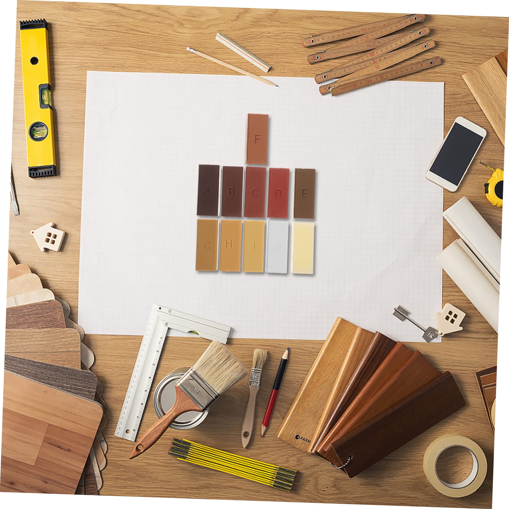 HOMOCONO 1set Laminate Floor Scratch Repair Kit Color Wax Blocks for Wood and Countertop Restoration Fills Cracks for Kitchens Cabinets and Furniture
