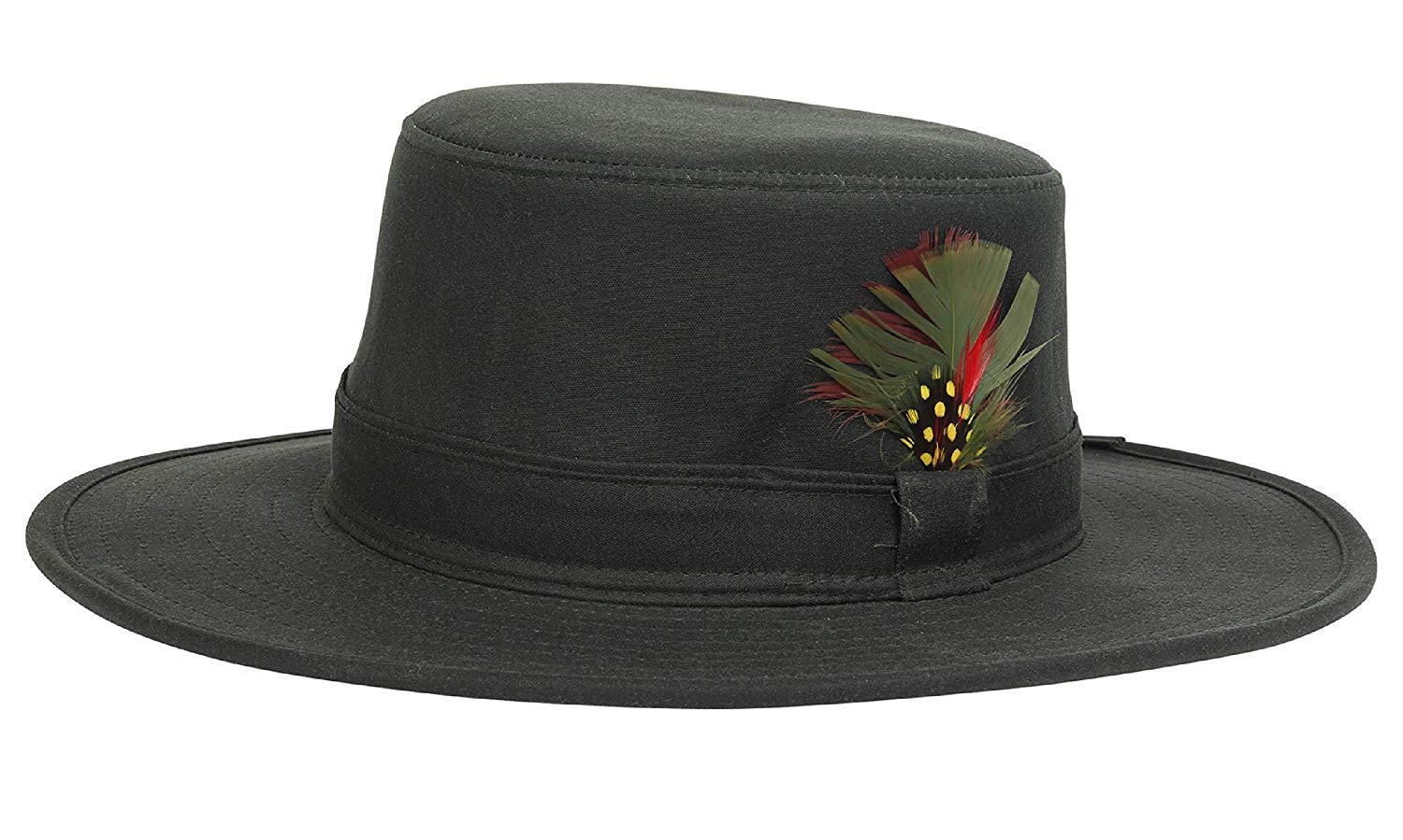 Nicky Adams CountrywearWaterproof Waxed Bushman Hat | Unisex Stylish Fedora with Feather Accent | Made in UK