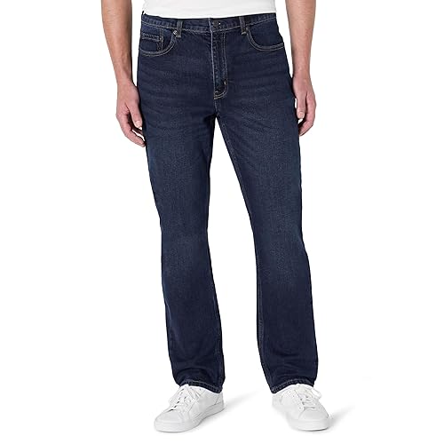 Amazon Essentials Men's Low Stretch Straight-Fit Jeans - Midweight - 32W x 32L - Dark Midnight Wash