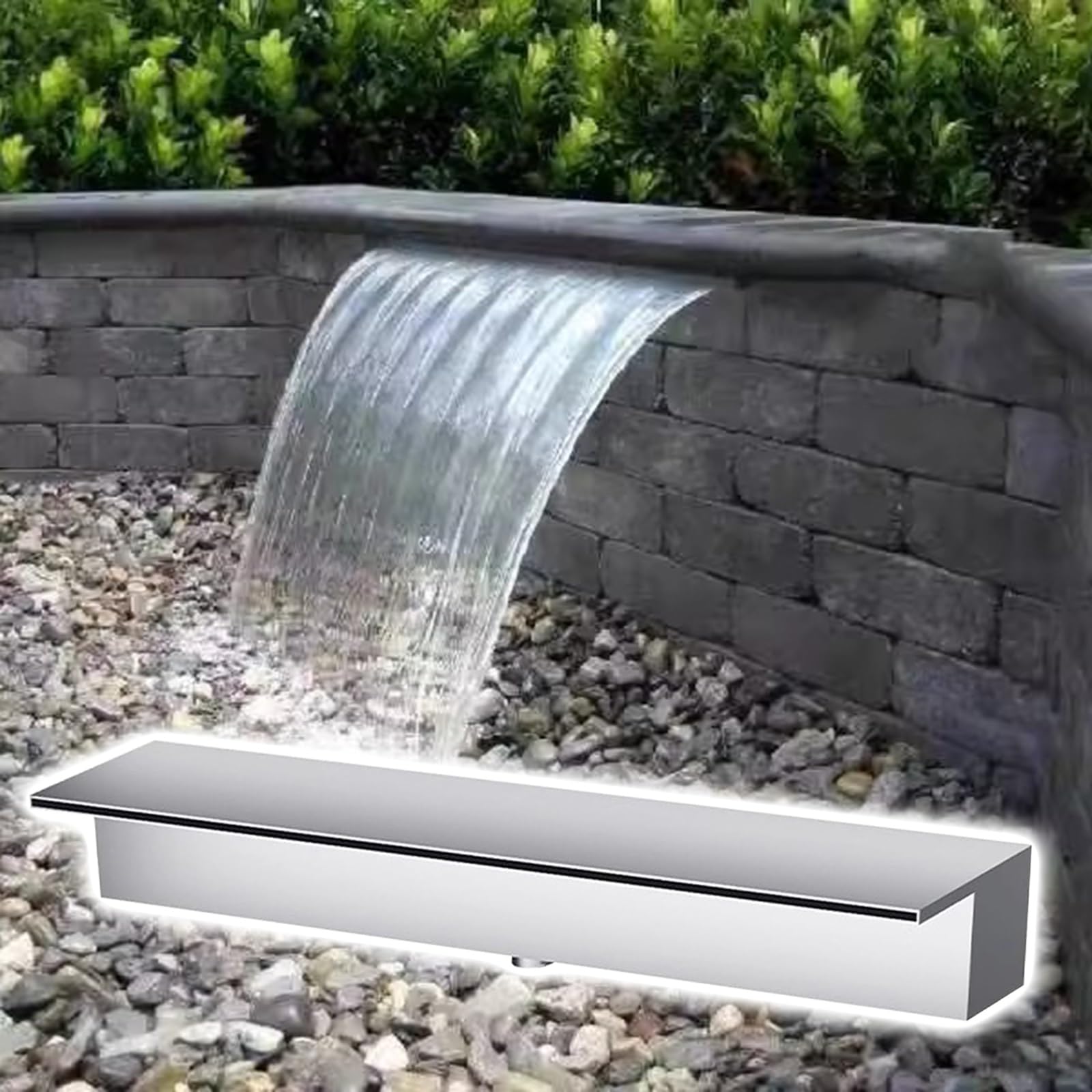 Cascata personalizzabile in acciaio inox per stagni e fontane – per uso esterno/interno, dimensioni da 20,3 cm a 203,2 cm (178 cm) – Elegante fontana d'acqua per giardino e patio