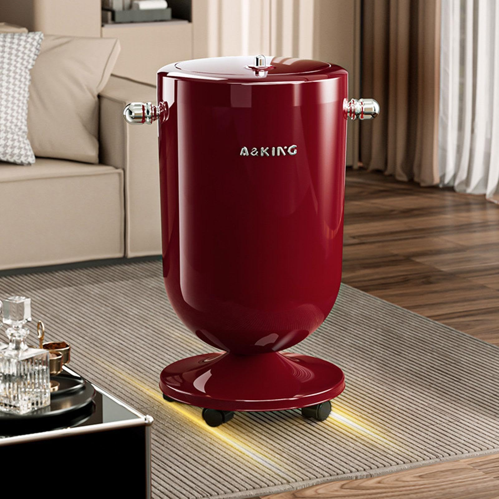 Cubo de Basura con Ruedas, Contenedor de Residuos con Cubo Interior, Resistente E Impermeable, Ideal para El Hogar, Sala de Estar, Dormitorio Y Oficin, Rojo, Individual