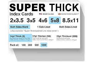 1000 SUPER THICK Index Cards: 5x8" Unruled Archival Quality