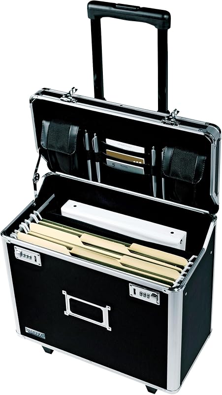 Locking Mobile Business Case, Legal Size, Black, 14.5 x 13.5 In | Key lock securely closes case for documents on the go, legal-size interior fits letter and legal paperwork, durable case