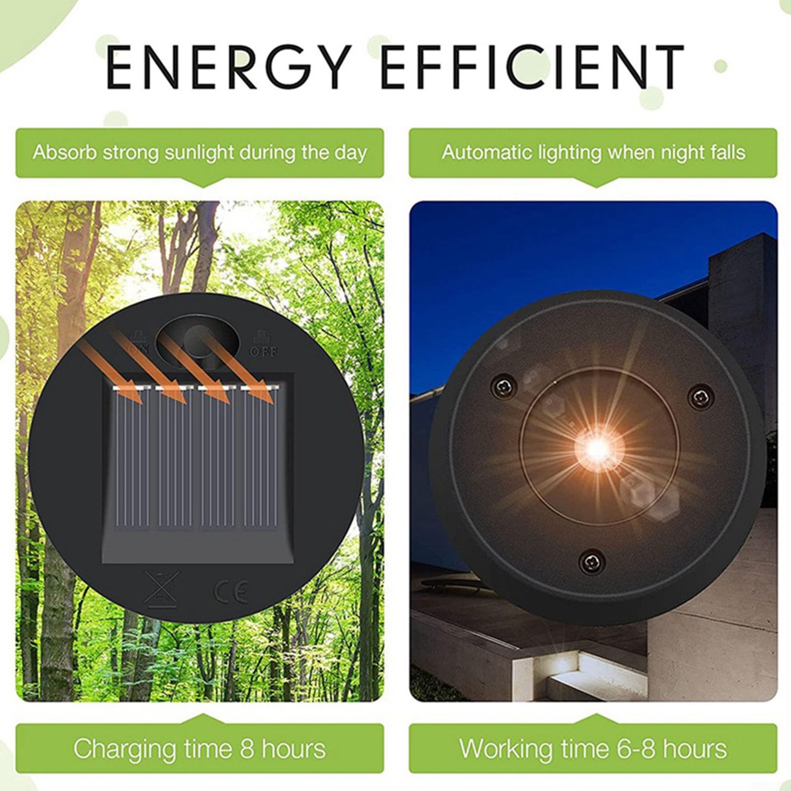 Lot de 2 lampes solaires de jardin - Pièces de rechange de 8 cm - Avec ampoule LED