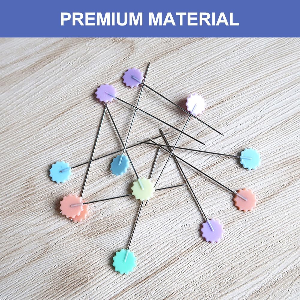 200Pcs Sewing Pin,2inch Long Flat Head Steel Wire Straight Pins,Flower Head Sewing-Pins for Fabric,Quilting Pins with Storage Box,for Sewing DIY Projects Dressmaker Jewelry Decor