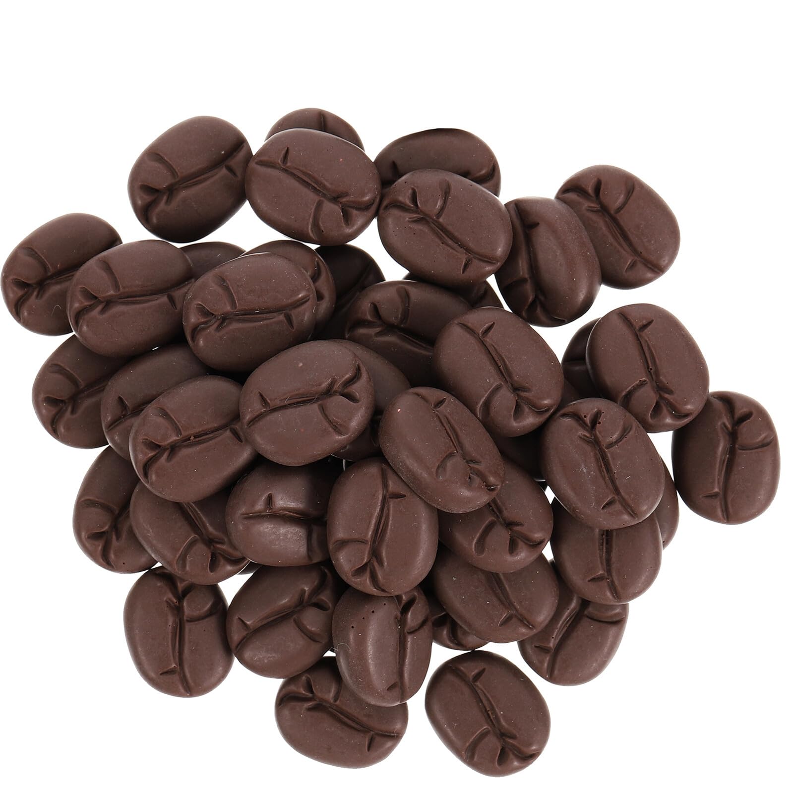 MUSISALY 50pcs Matte Resin Coffee Bean 18x15x7mm Fake Coffee Prop for Bakery Shop Decor and Pretend Play Food Accessories