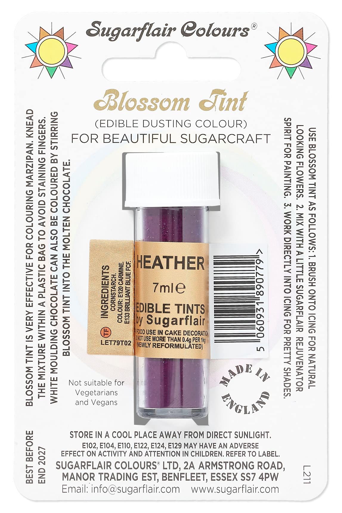 Sugarflair Blossom Tint Grape Violet Food Colouring and Dusting Powder, Matt Finish, Brush On or Mix with Rejuvenator Spirit to Create a One of A Kind Cake - 7ml — view 17