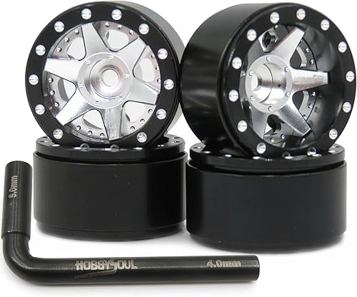 Miniatura 6 de hobbysoul Ruedas Beadlock 1.0 de compensación ajustable, llantas hexagonales de 0.276 in para RC Micro Crawler 118 TRX4M Axial SCX24 90081, (paquete