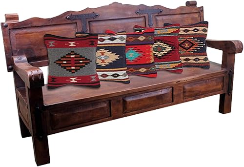 Miniatura 2 de El Paso Designs Fundas de cojines decorativos con diseño azteca, tejidos a mano, en estilos americanos nativos y del sudoeste, 18 x 18 pulgadas.,