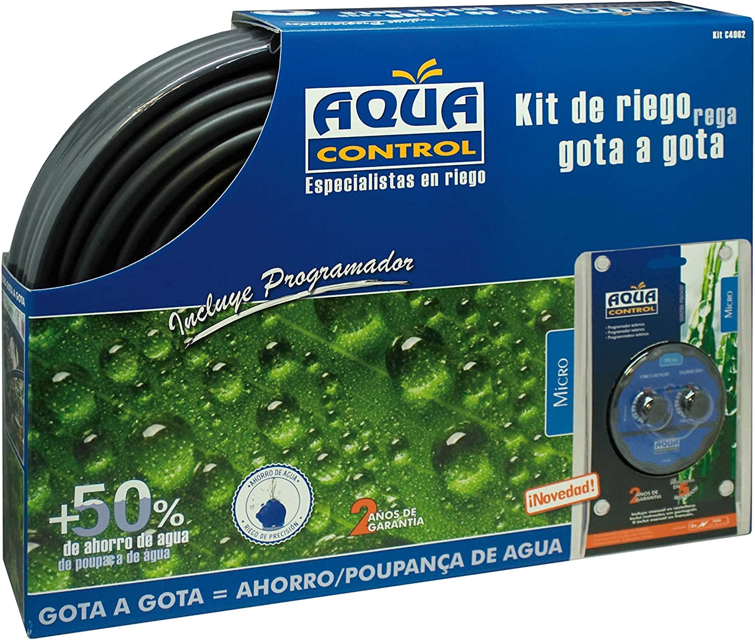 AQUA CONTROL Kit RIEGO GOTA A GOTA para BALCONES - 25 GOTEROS 4L/H