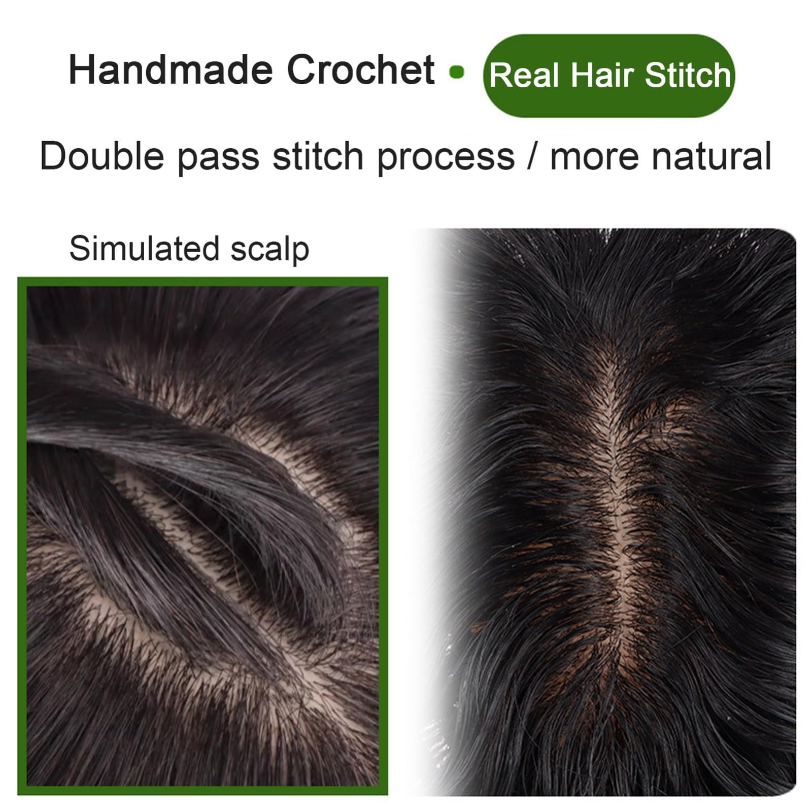 Echthaar-Topper für Frauen, 5,1 x 5,5 Zoll, U-förmige Seidentop-Basis, Clip-in-Top-Haarteile für dünner werdendes Haar(Black,Hair 40cm)