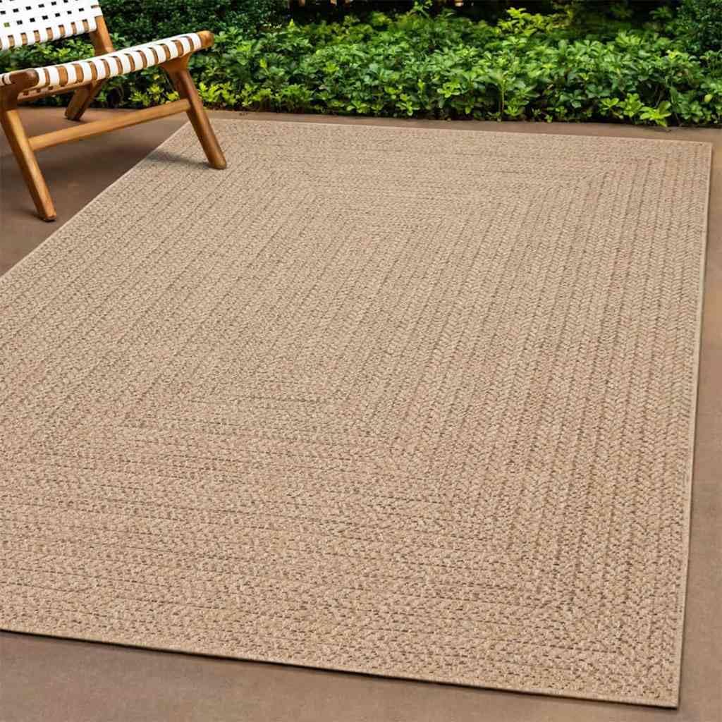 vidaXL Alfombra ZIZUR Apariencia de Yute Interior Exterior 120x120 cm, Alfombra de Exterior, Alfombra de Suelo, Alfombra de Yute, Alfombra de Puerta