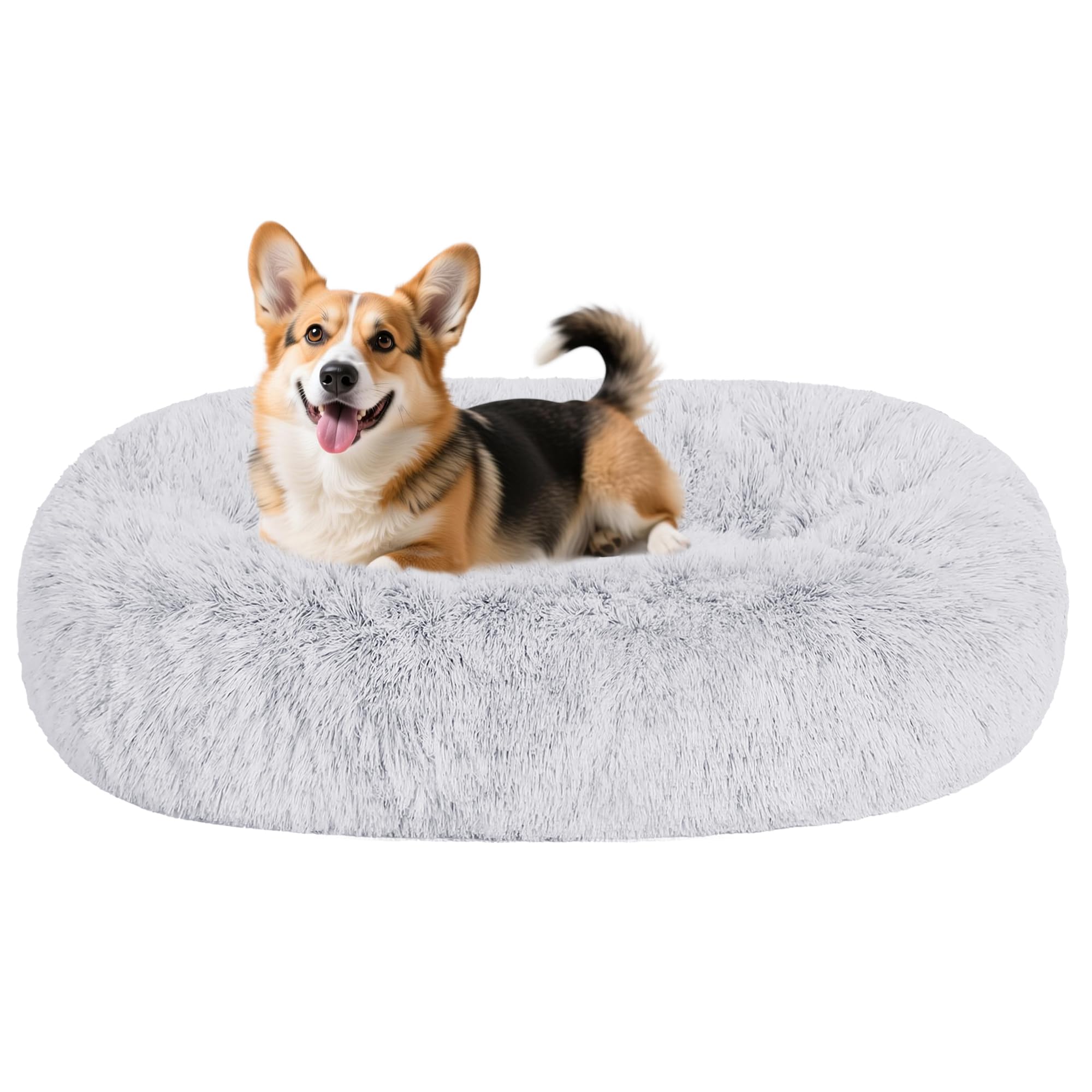 HMTOPE Orthopädisches Hundebett rund Hundekissen Hundesofa Katzenbett Donut Kuscheliges Hundekorb Waschbar