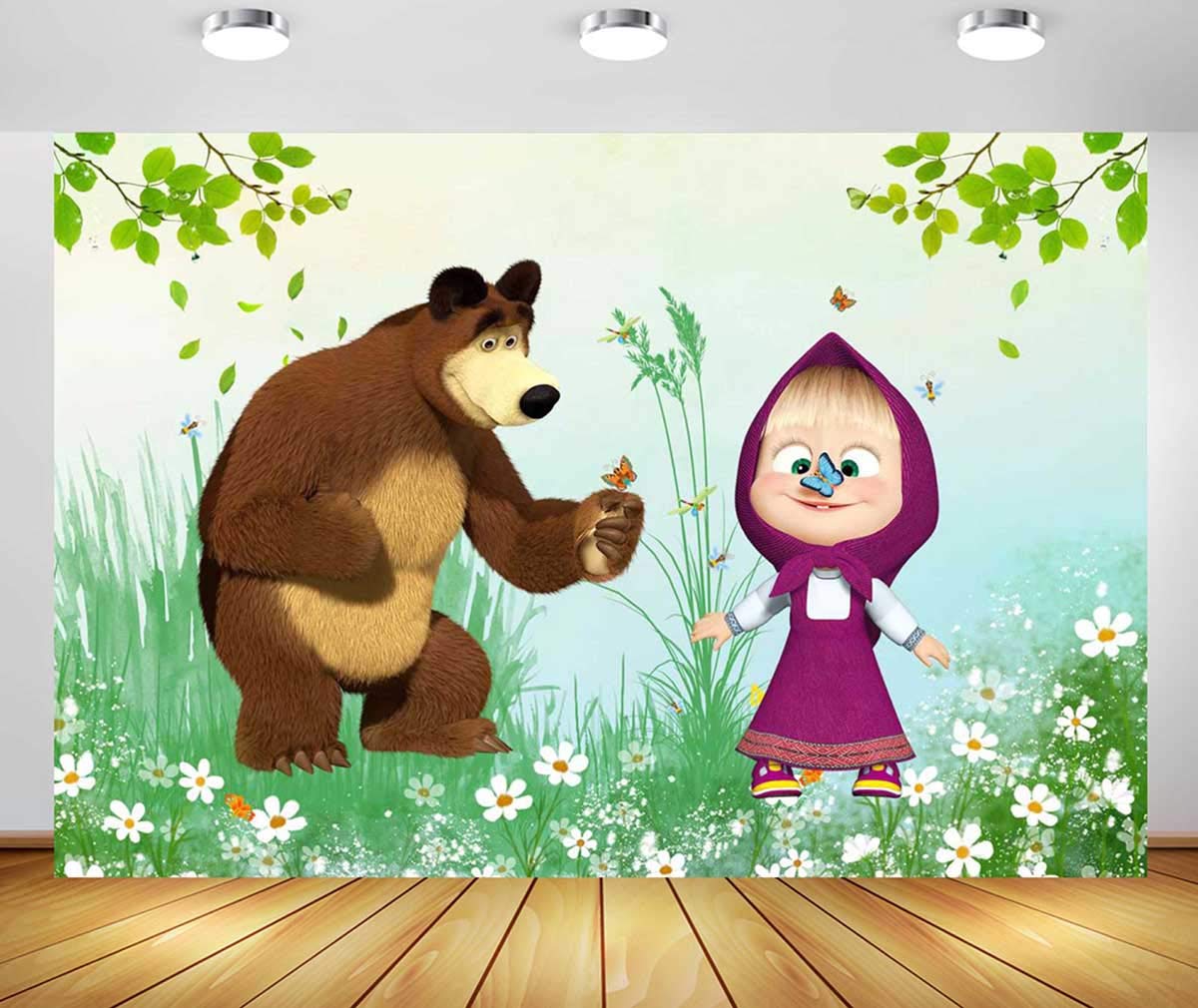 Buy 7x5ft Masha and The Bear Party Supplies Photography Backdrop