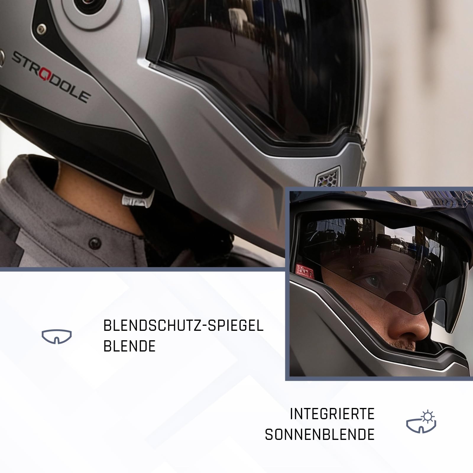 BEON Stradale Motorradhelm - Systemhelm Klapphelme mit Visier und Sonnenblende - Rollerhelm Sonnenblende - Motorrad Helm Damen & Herren - Integralhelm 180° Klappbar - XL