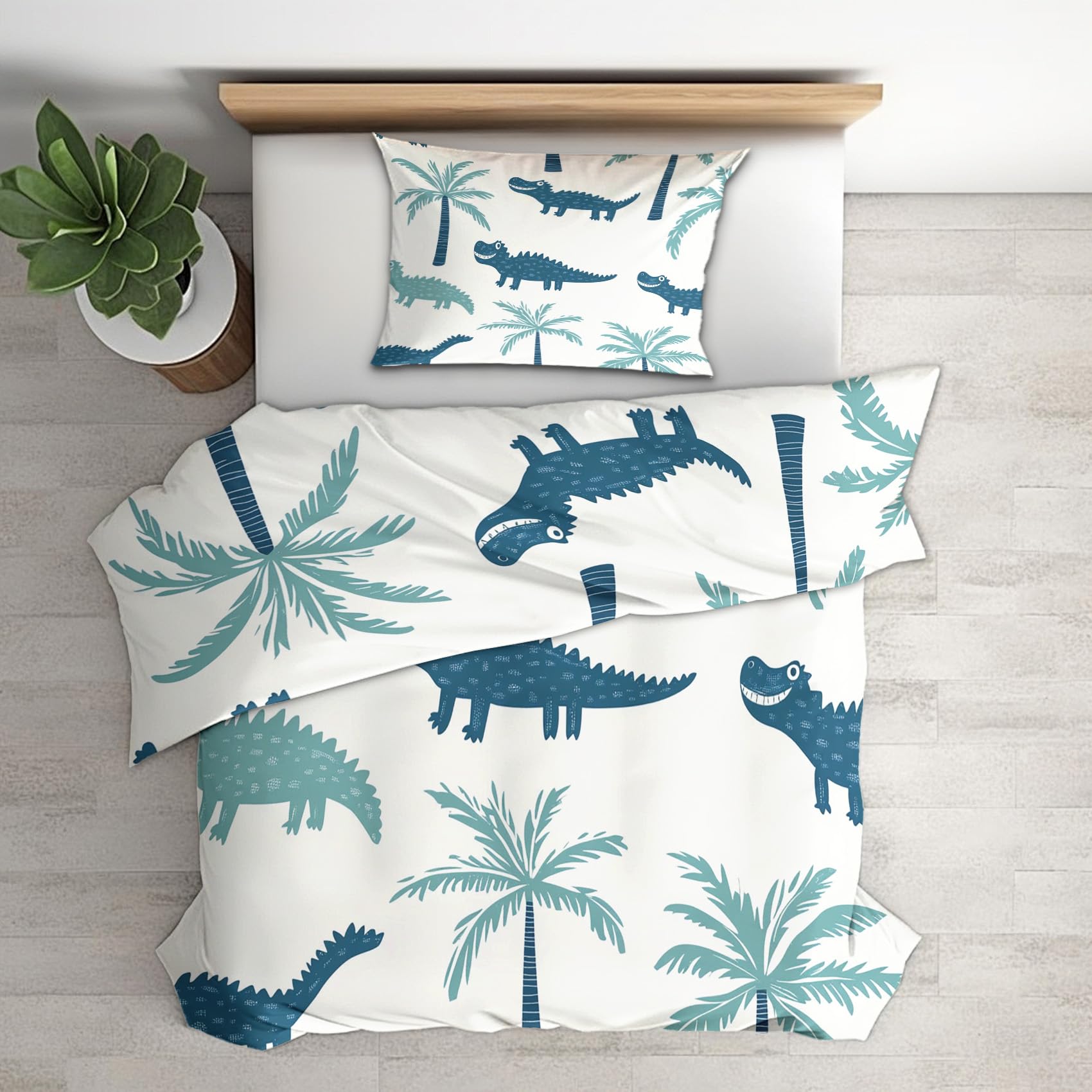 Housse de couette réversible avec fermeture éclair parure de lit palmier tropical 140x200
