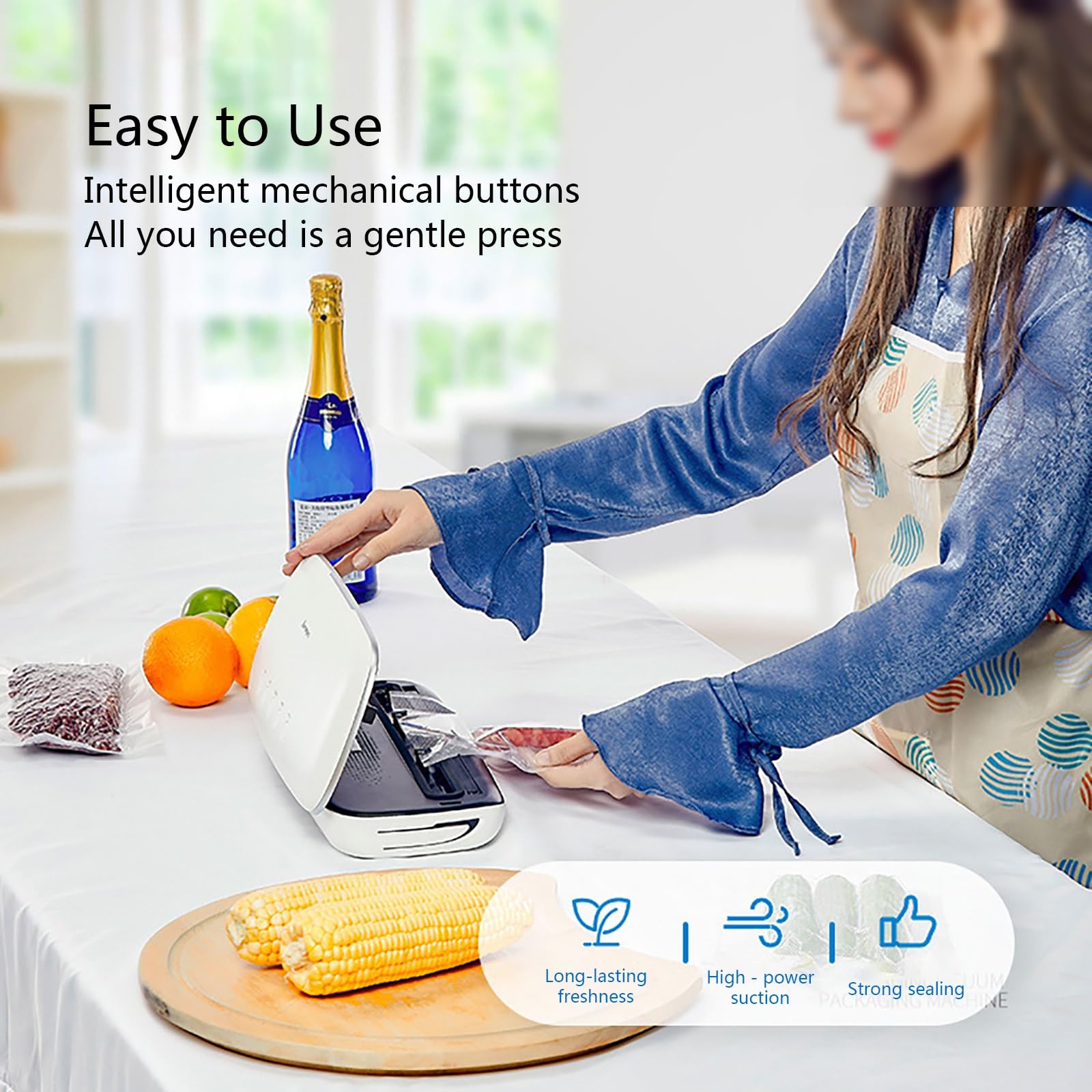 Automatic Vacuum Sealer Machine, Compact Food Preservation System with External Pumping, for Home Kitchen, Extend Food Freshness(Black)