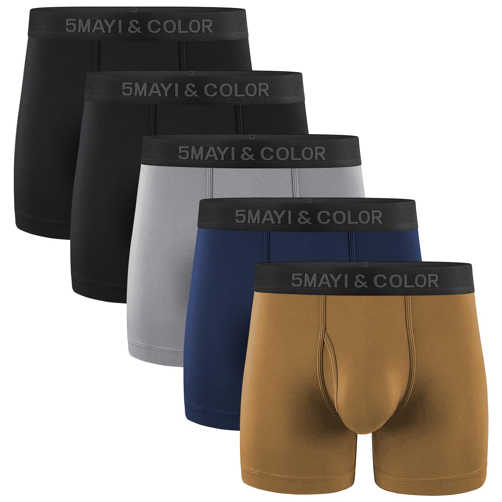5Mayi Mens Underwear Boxer Briefs Cotton Regular Long Mens Boxer Briefs Underwear Men Pack S M L XL