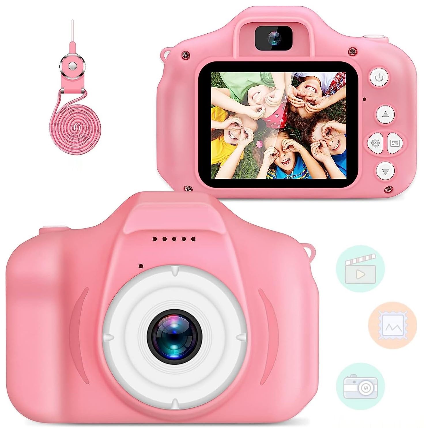 CADDLE & TOES Kids Camera for Girls Boys,Kids Selfie Camera 13MP 1080P HD Digital Video Camera for Toddler,Christmas Birthday Gifts for 4+ to15 Years Old Children (Pink)