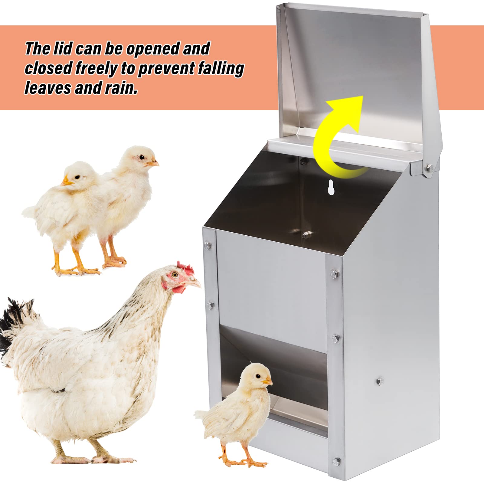 automat do karmy dla kur, kurcząt, 4,5 kg, wiszący automat do karmy dla drobiu, kur, kaczek ze stali nierdzewnej, wodoszczelny, do zawieszania, automat do karmy dla drobiu, kur, kaczek