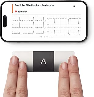 Kardiamobile Electrocardiografo Portatil de 6 derivaciones – Detecta fibrilación Auricular – Resultados instantáneos en 30 Segundos – Funciona con la mayoría de los Smartphones