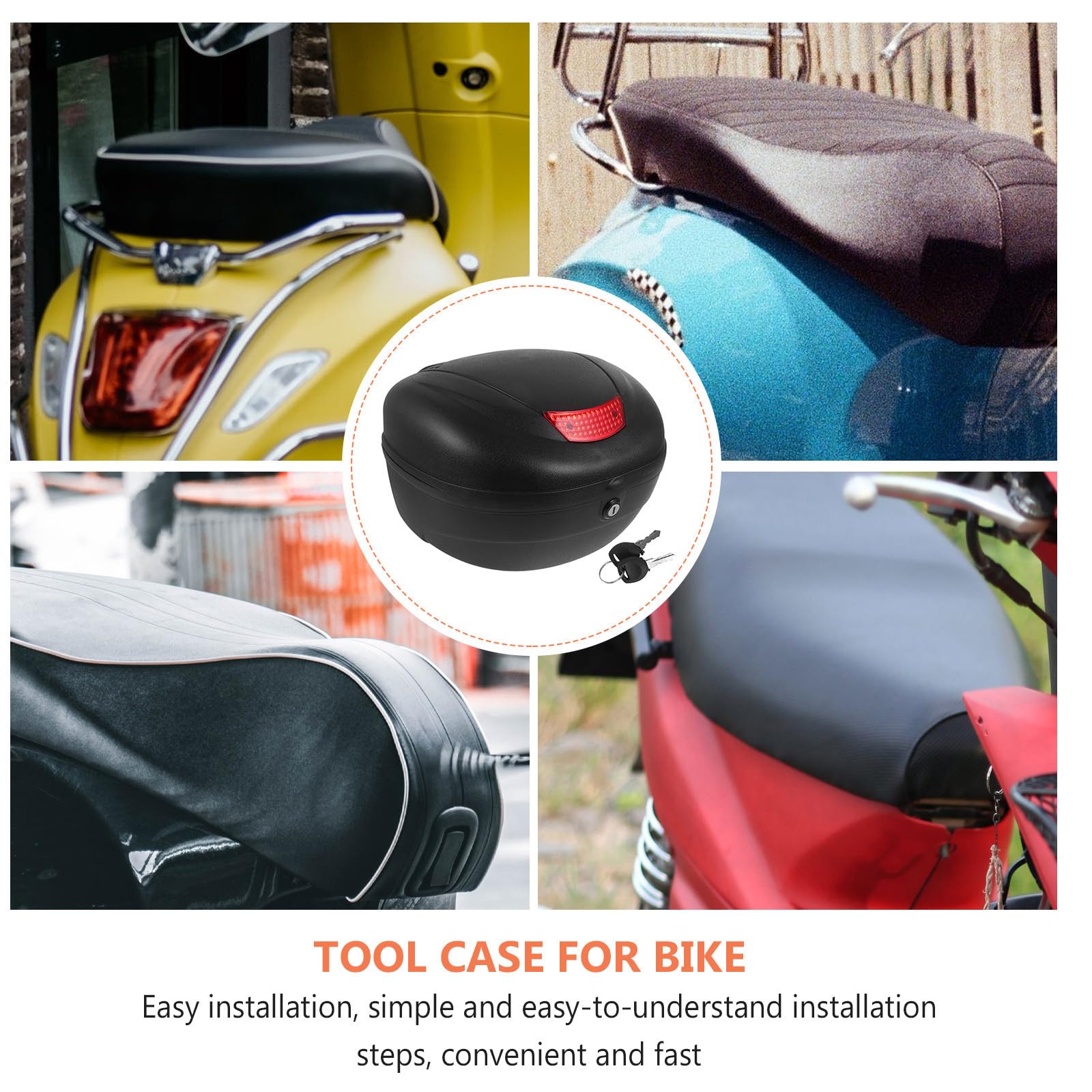 Beaupretty Top Case Moto Noir en Plastique Grosse Capacité et Installation Facile, Coffre Arrière pour Valise Porte-Bagages de Scooter Électrique