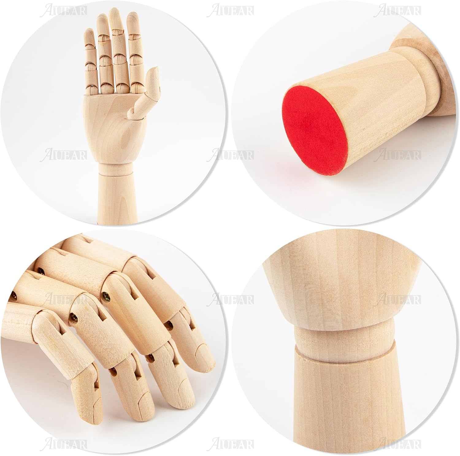 AUEAR, 2 Pack 7 Inch Wooden Mannequin Right Left Flexible Wood Hand Model Drawing Figure Artist Manikin Models for Art Sketching Display