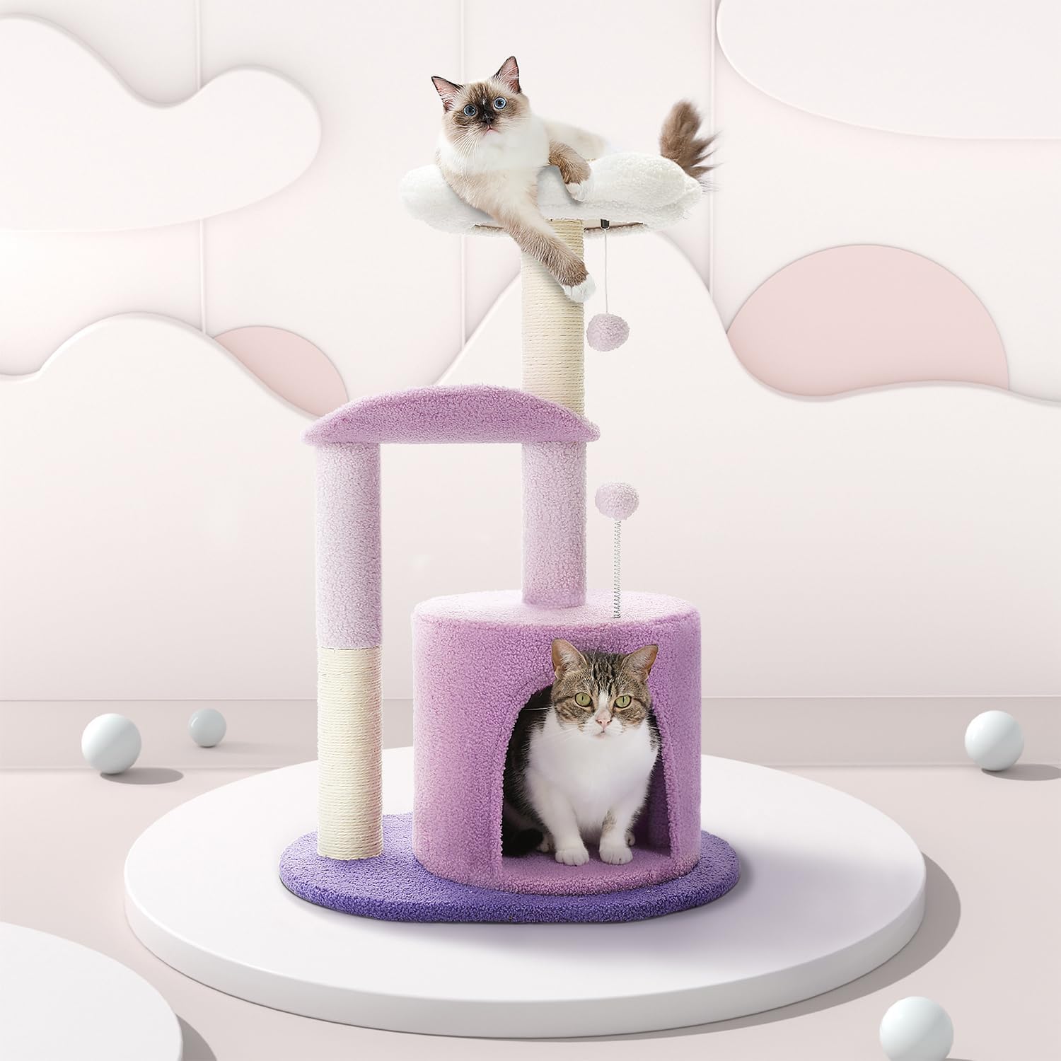 PAWZ Road 32-Inch Flower Cat Tree with Plush Perches