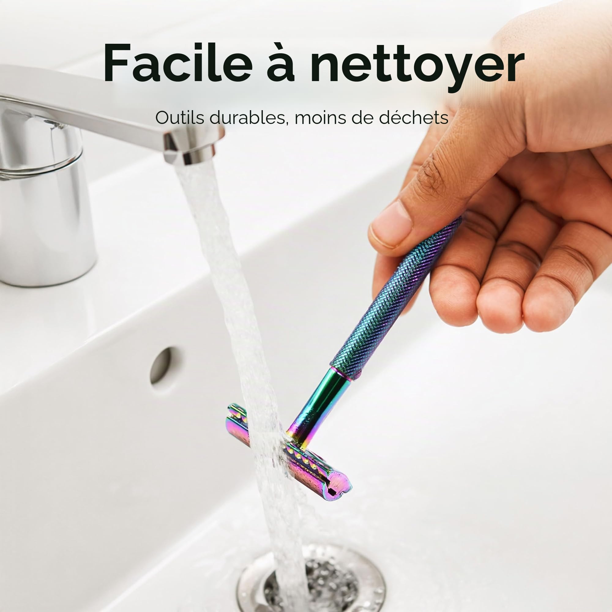 ZOMCHI Rasoir de sécurité pour femme, rasoir de sécurité à 10 lames, rasoir pour femme avec boîte délicate, sans plastique (rasoir arc-en-ciel sur pied)