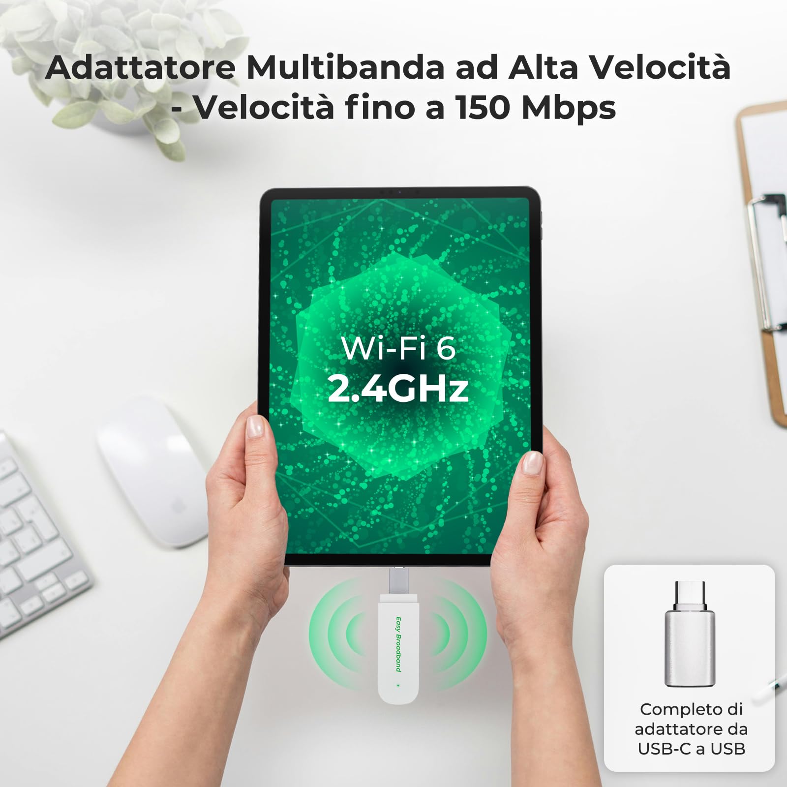 Internet mobile 4G LTE Surfstick con WiFi 6, 150 Mbit/s, USB Dongle WLAN Hotspot per computer portatile/PC, Plug & Play, SIM preinstallata